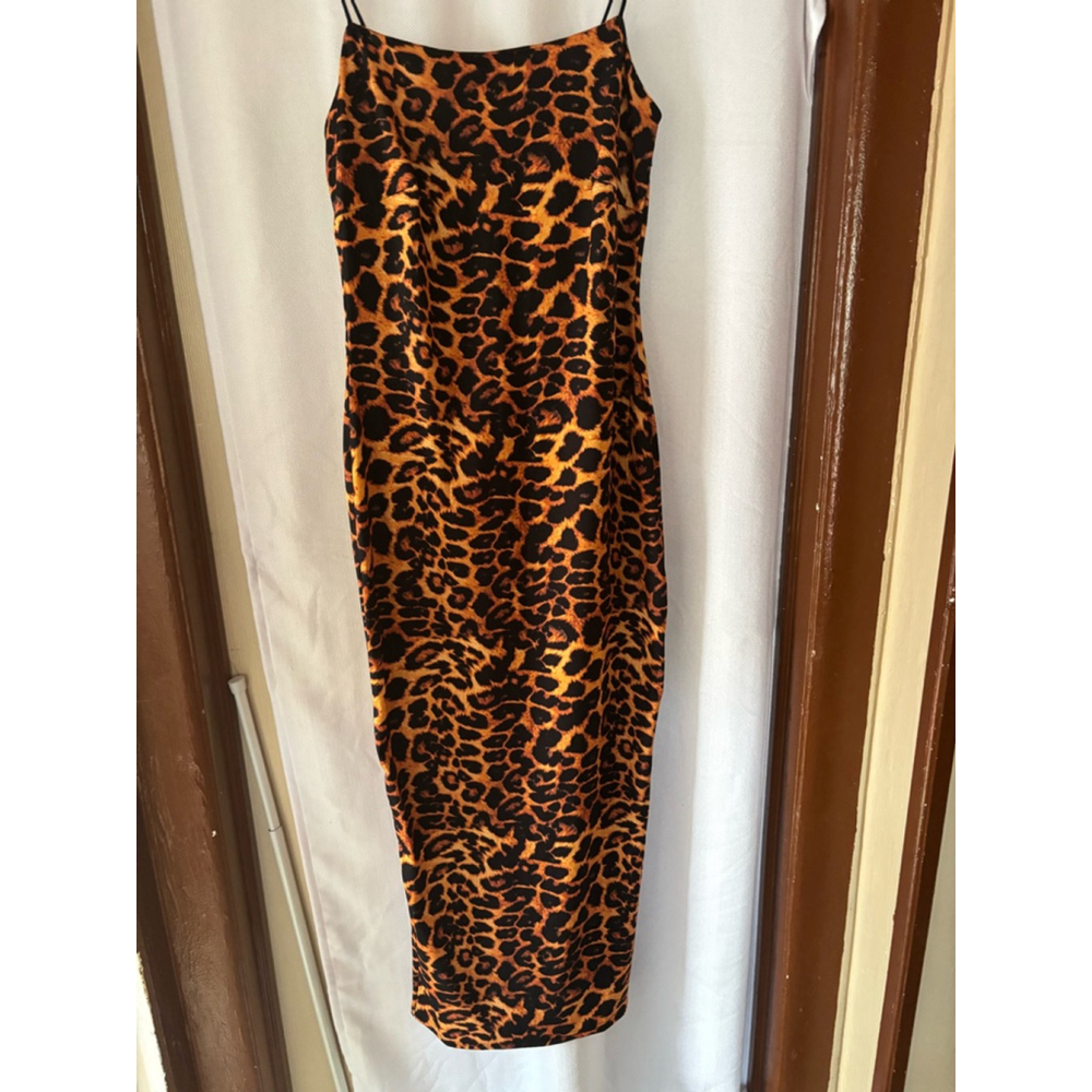 Women's Unbranded Dress Size M Orange Black Leopard Print